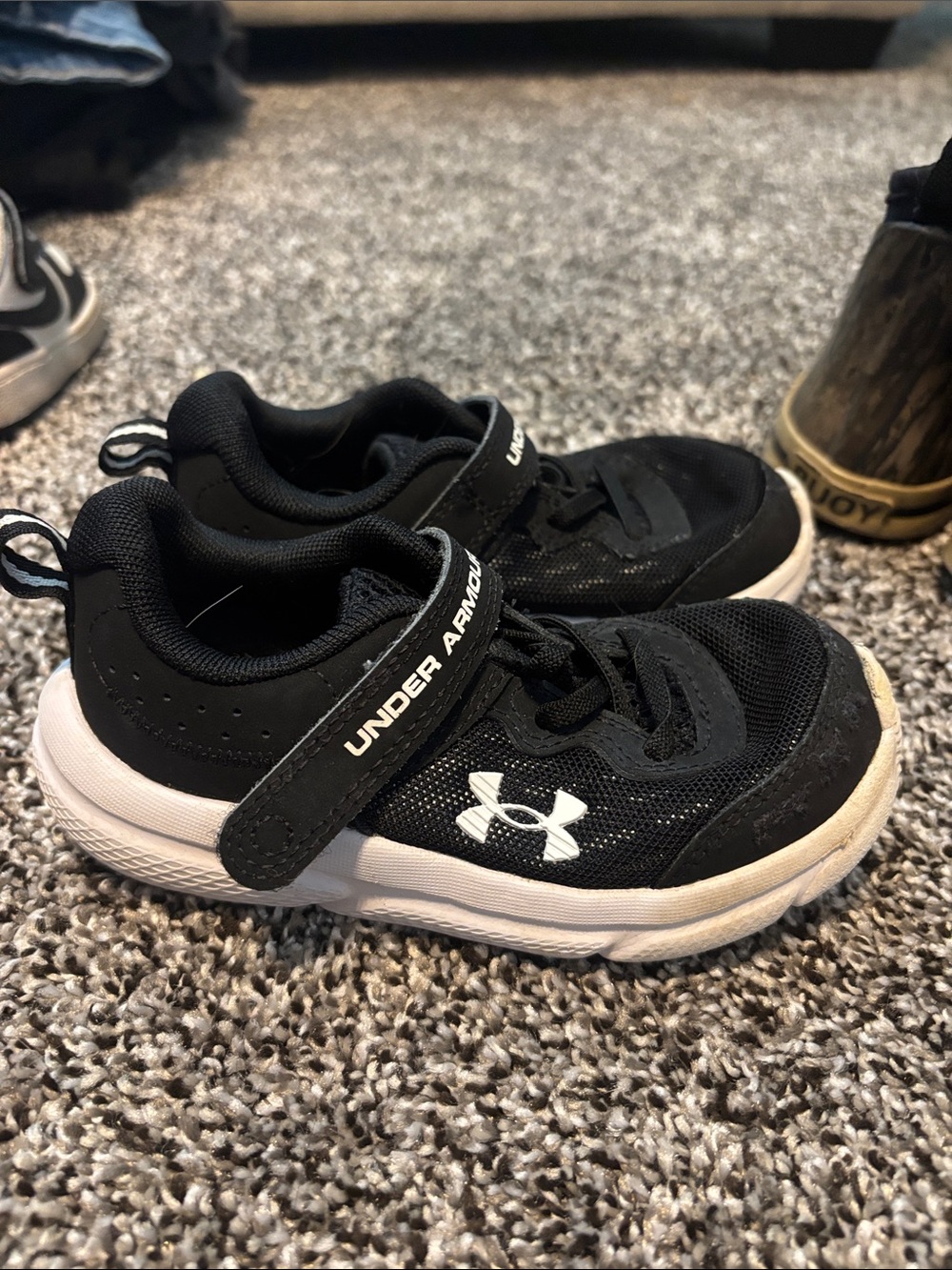 Under Armour Kids Black and White Velcro Athletic Sneakers